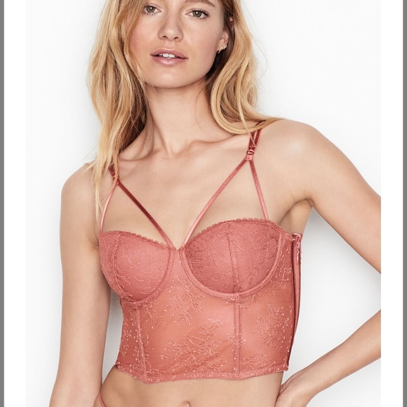 Victoria Secret pink lightly lined bustier bra top - Picture 1 of 5